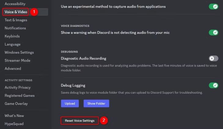 Reset Voice Settings