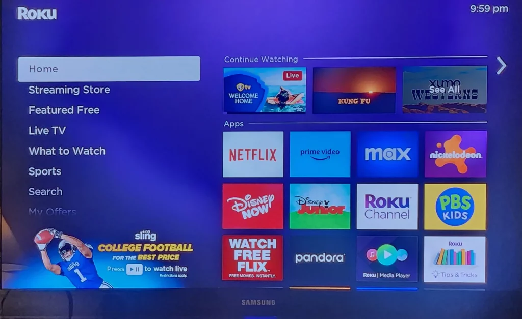 Roku Home Screen, Navigate To The &Quot;Streaming Channels&Quot; Section.