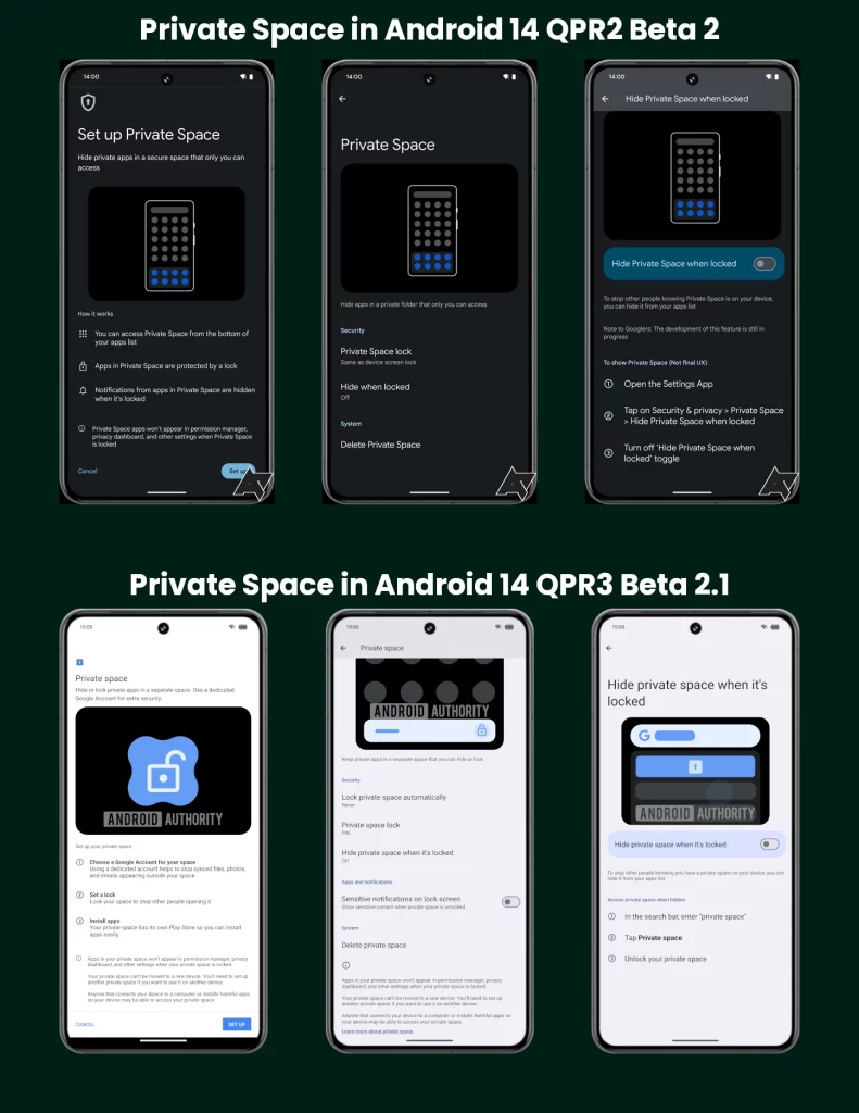 Advanced Features And Settings In The Private Space