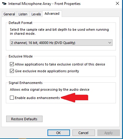 Disable Audio Enhancements In Windows 10