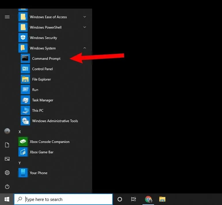Open The Command Prompt By Searching For It In The Start Menu