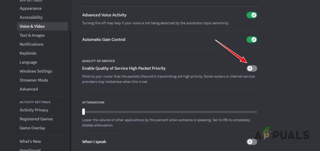 Disable Quality Of Service High Packet Priority