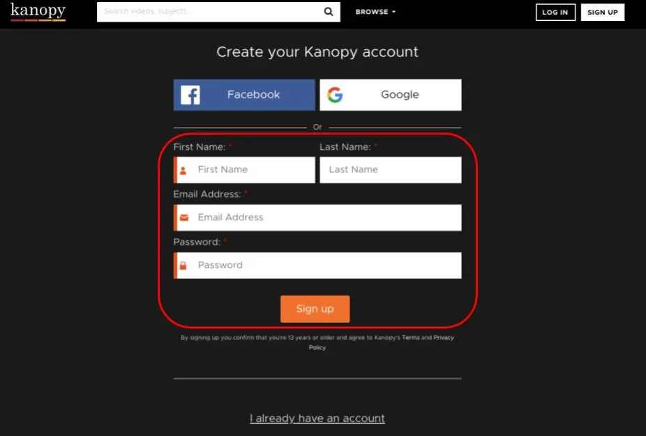 Create A Kanopy Account Or Log In With Your Existing Credentials