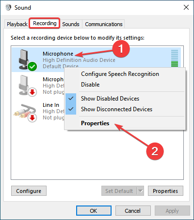 Locate Your Microphone In The &Quot;Recording&Quot; Tab And Right-Click On It.