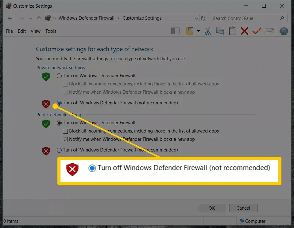 Disable Windows Firewall