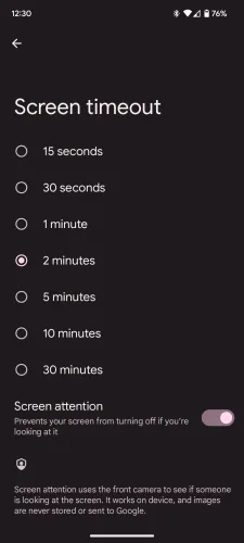 Adjusting Screen Timeout Via Settings