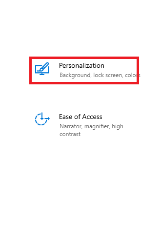 Personalization Setting Windows 10