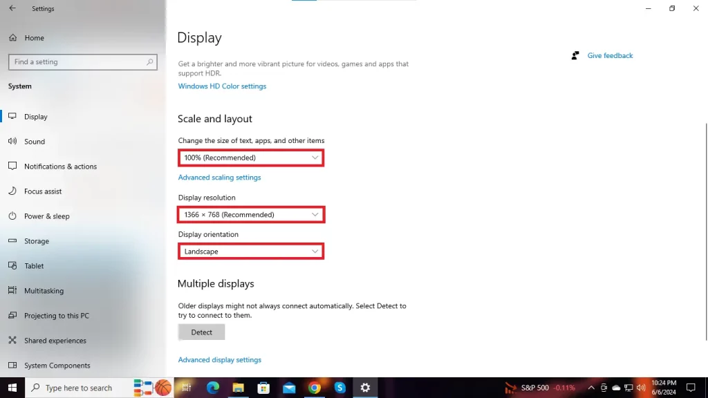 Display Setting On Windows 10