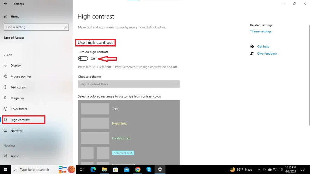 High Contras Manu Windows 10