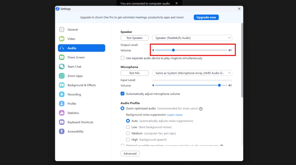 Control Your Zoom Volume On Windows