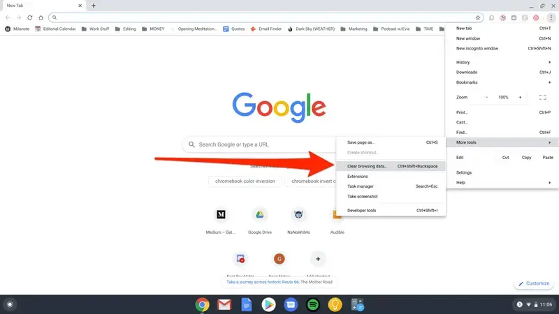 Clearing The Cache And Cookies On Chromebook