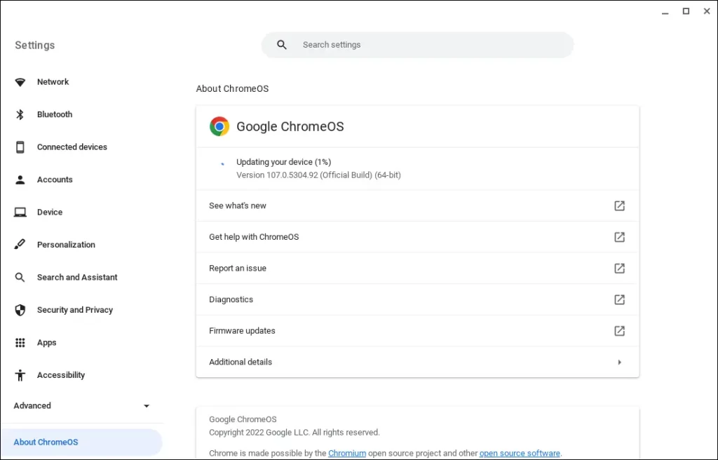 Updating The Chromebook Operating System