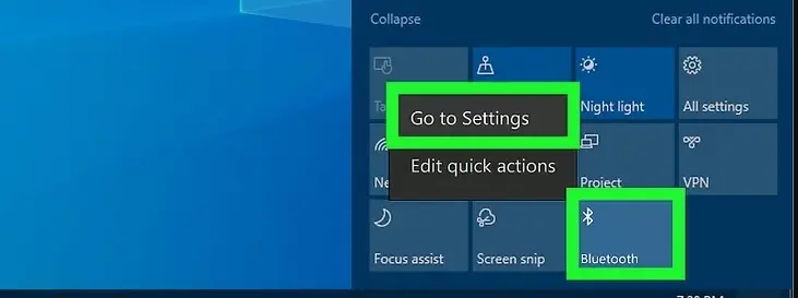 Right-Click The Bluetooth Tile And Select &Quot;Go To Settings.