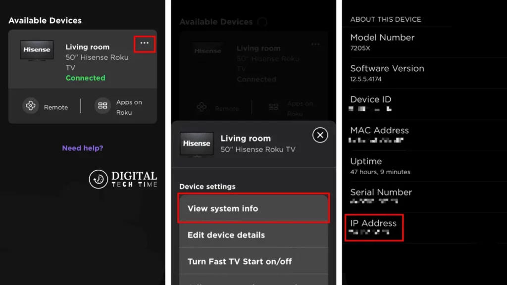 Finding The Ip Address Through The Roku Mobile App