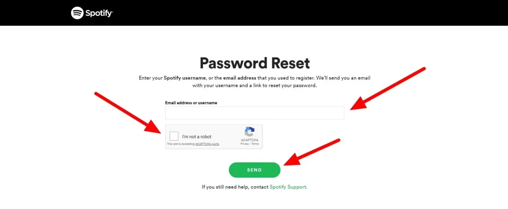 Reset Spotify Password