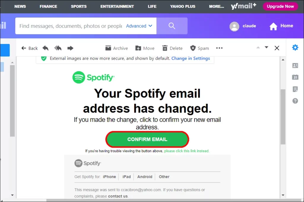 Confirm The Change Spotify Email Address